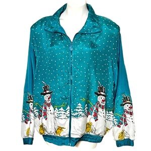 Vintage Anney Collection Silk Snowman Jacket Size Large